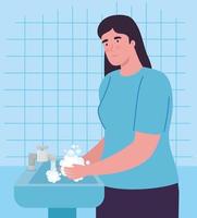 Woman washing hands vector