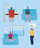 People working from home set vector