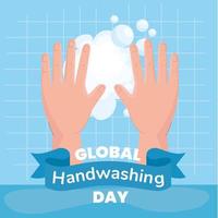 Global handwashing day banner with soap foam vector