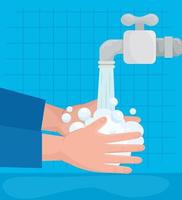 Hands washing on the faucet vector