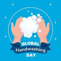 Global handwashing day banner with soap foam vector