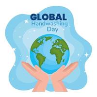 Global handwashing day banner vector