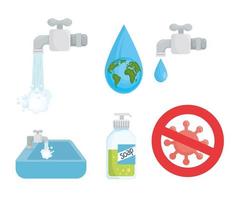 Global handwashing day icon set vector design