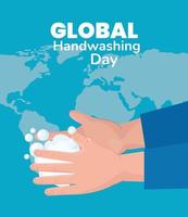 Global handwashing day banner with soap foam vector