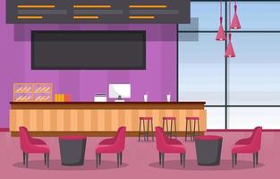 Food Court Interior with Empty Tables and Chairs vector