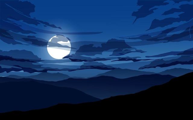 Moon and Clouds at Night