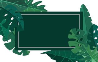 Tropical Background Template with Border Filled with Large Plants and Leaves vector