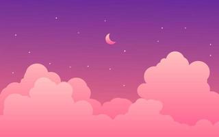 Vector Night Sky with Clouds