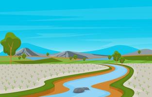 Rice Paddy Field Ready for Harvest Illustration