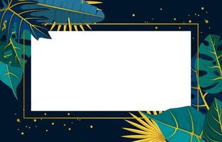 Tropical Background Template with Border Filled with Large Plants and Leaves vector