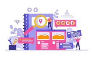 Landing Page Template with Businesspeople Building a Modern Website vector