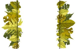 Tropical Background Template with Border Filled with Large Plants and Leaves vector