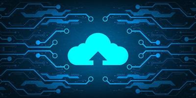 Cloud network uploading various information through digital systems. vector