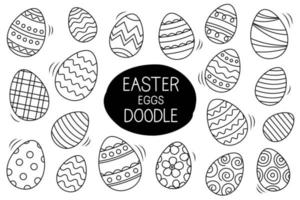 Easter eggs set doodle style. Happy easter hand drawn isolated on white background. vector