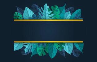 Tropical Background Template with Border Filled with Large Plants and Leaves vector