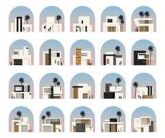 Minimalist house flat vector illustrations set