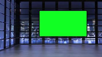 Virtual TV studio with panoramic city video