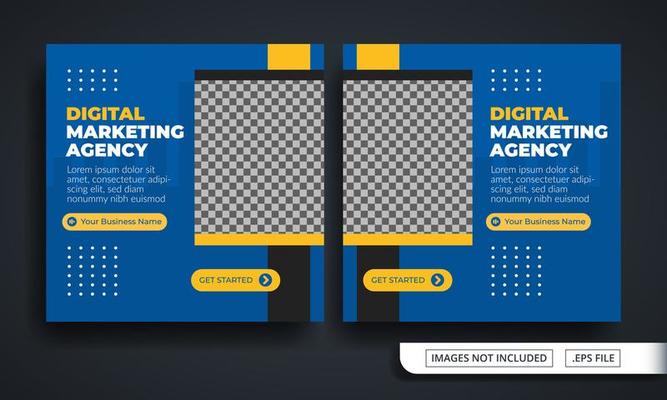 Blue and Yellow Marketing Agency Themed Social Media Post Template