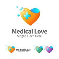 medical love logo design template vector