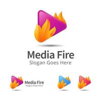 media and fire modern logo design template