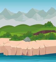 paisaje con montañas y río diseño vectorial vector