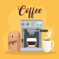 coffee brewing methods, package with coffee maker and ceramic cup vector