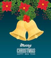 Merry Christmas and happy new year banner with bells vector