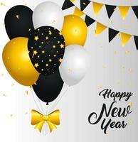 Happy new year banner with balloons vector