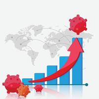 chart map for covid-19 in the world vector