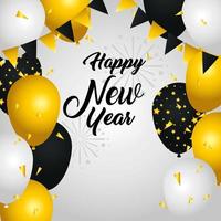 Happy new year banner with balloons vector