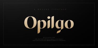 Elegant alphabet letters font and number. Classic Copper Lettering Minimal Fashion Designs. Typography fonts regular uppercase and lowercase. vector illustration