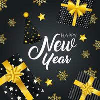 Happy new year banner with gifts vector