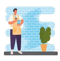 man painting a wall vector design