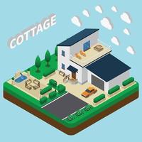 isometric house composition vector