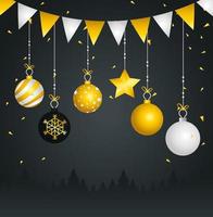 Happy new year banner with ornaments vector