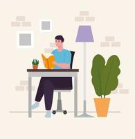 man reading a book at home vector design