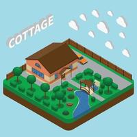 isometric house composition vector