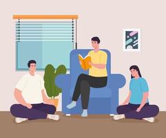 people doing activities at home vector