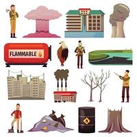 Man-made disasters orthogonal icons vector