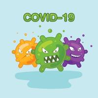 collection set cute virus or coronavirus character in flat style. world Corona virus and covid-19 outbreaking and pandemic attack concept vector