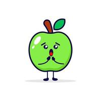 manzana sorprendida linda ilustración de personaje vector