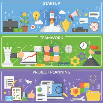 startup project development concept banners