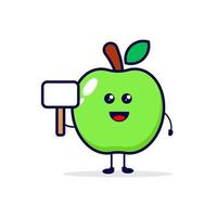 Apple with board cute character illustration vector