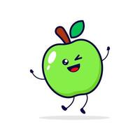 ilustración de personaje lindo salto de manzana vector