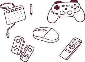 Ilustración de vector de consola de juegos. consola de juegos estilo doodle