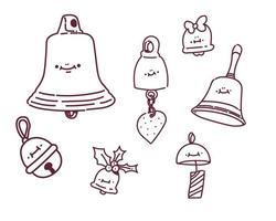 cartoon style bell doodle set vector