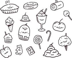 simple conjunto de vectores de doodle de postre