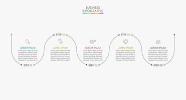 Infographic Thin Line Design Template With 5 Options vector