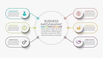 Infographic Circle Thin Line Design Template With 6 Options vector