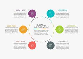 Circle Arrow Thinline  infographic Template With 6 Options. vector